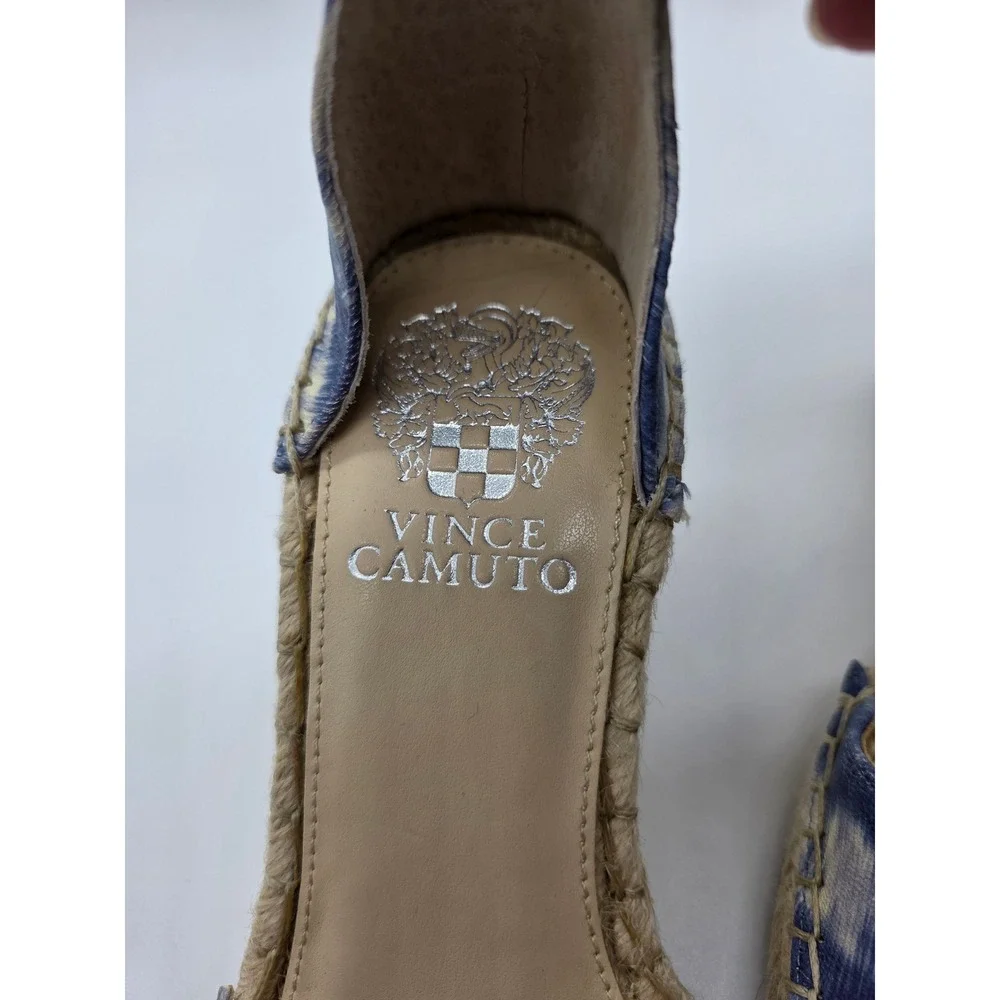 Vince Camuto Espadrille Wedge Sandals Ankle Strap Blue Tie Dye‎ 7.5M